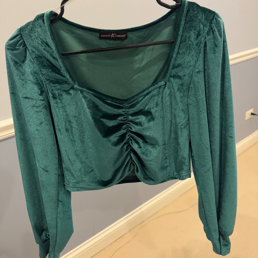 Velvet Green Crop Top Size M